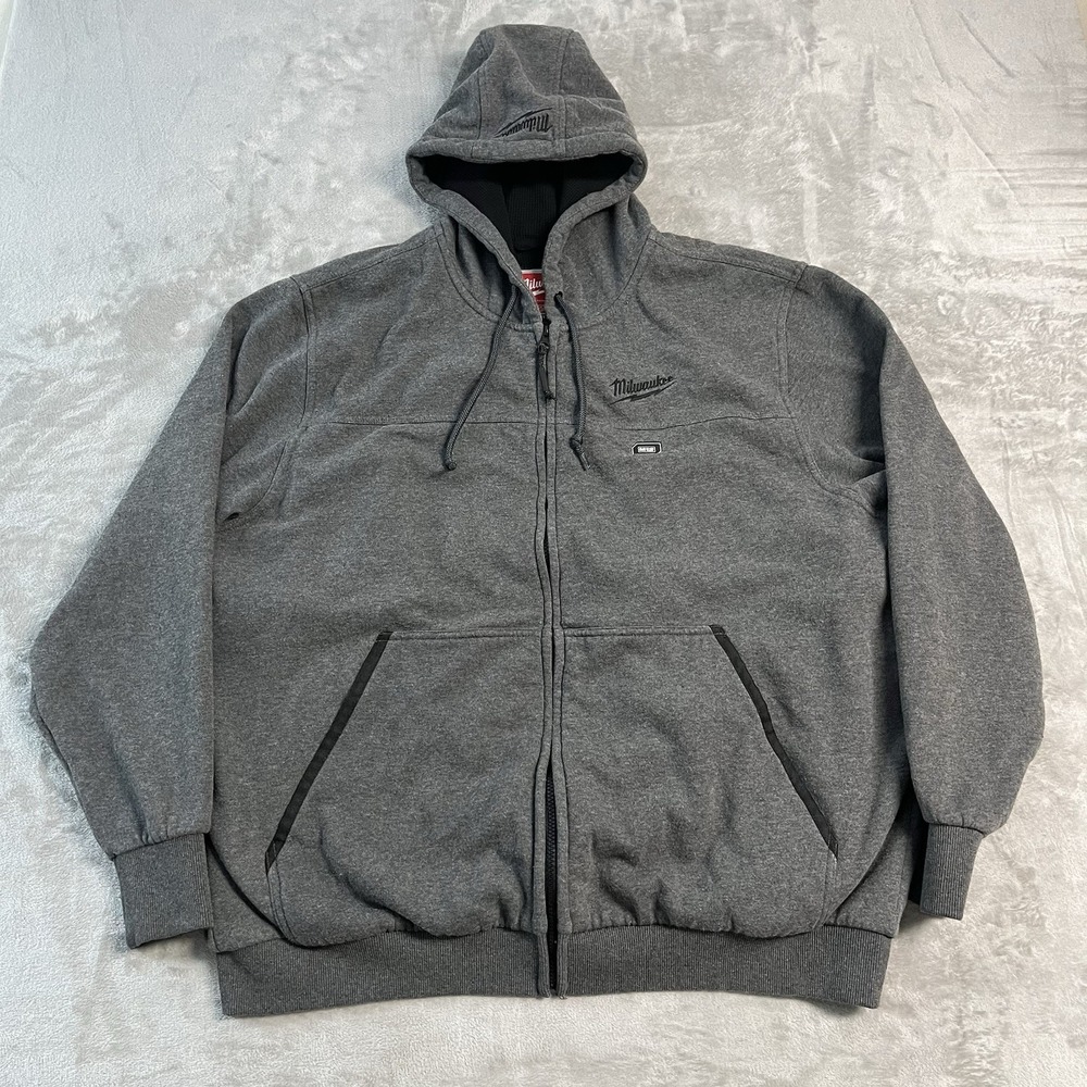 Milwaukee M12 Heated Gear Full Zip Hoodie Jacket Gray Mens 2XL No Battery EUC
